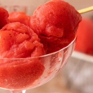 strawberry sorbet recipe in a glass