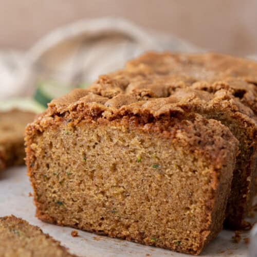 side shot of the zucchini bread recipe