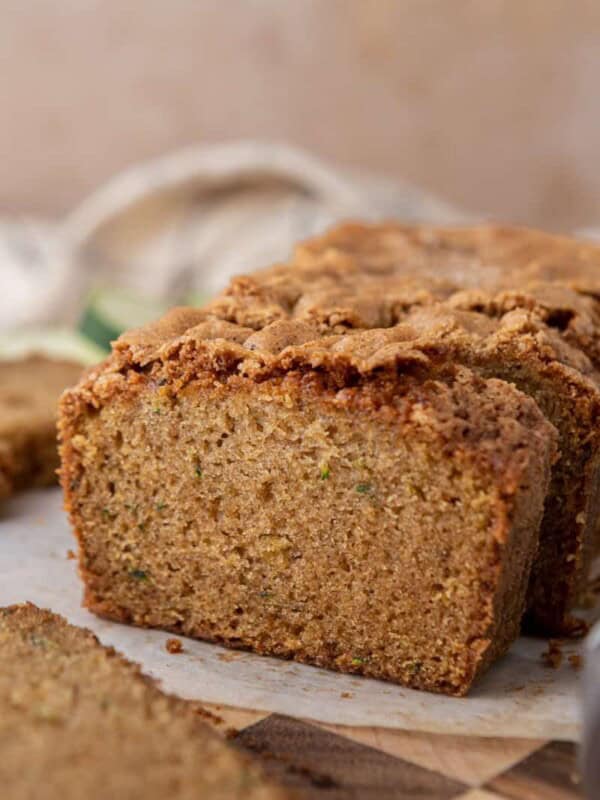 side shot of the zucchini bread recipe