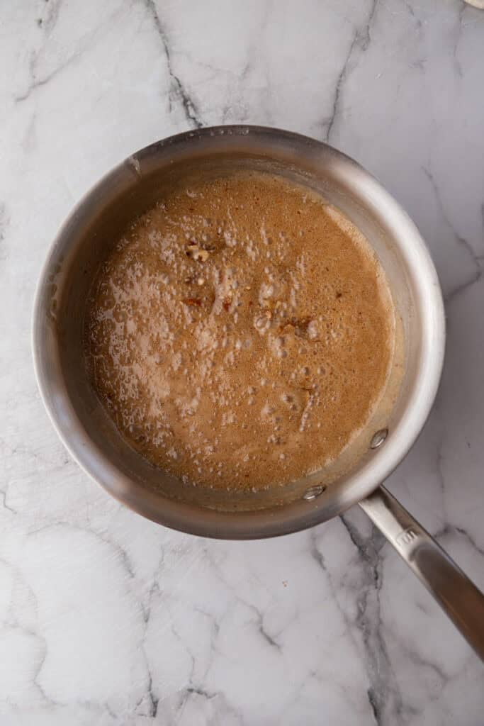 partially cooked mixed ingredients in a pot