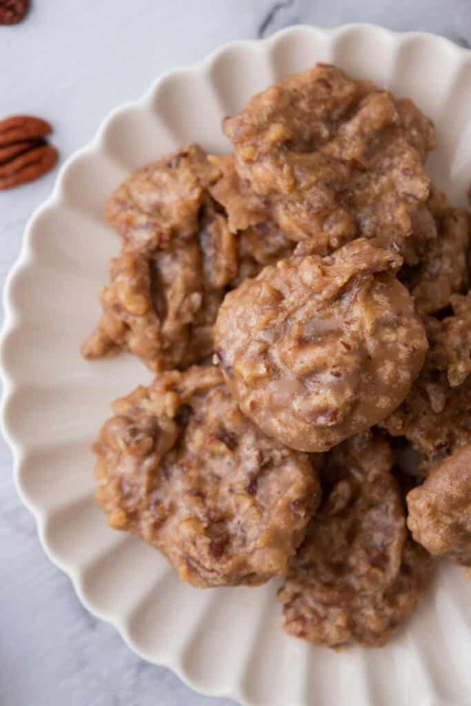 overhead shot of the New Orleans pecan pralines recipe