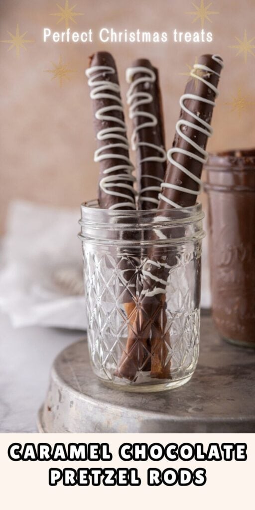 Caramel Chocolate Dipped Pretzel Rods