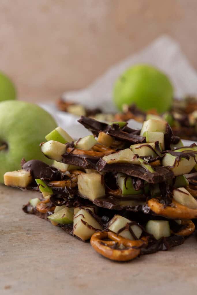 caramel apple bark recipe side shot