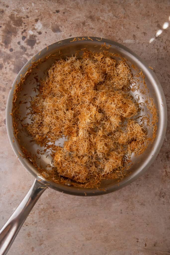 cooked phyllo dough in a pot