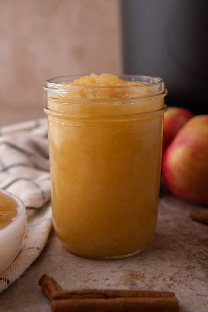 cooked fruit in a jar