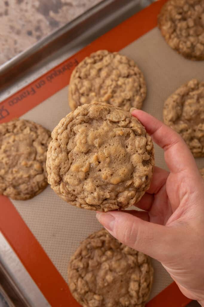 Maple Glazed Oatmeal Cookies on a baking sheet