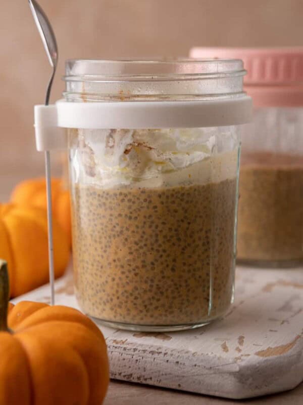 Pumpkin Pie Spice Chia Seed Pudding Recipe in a jar