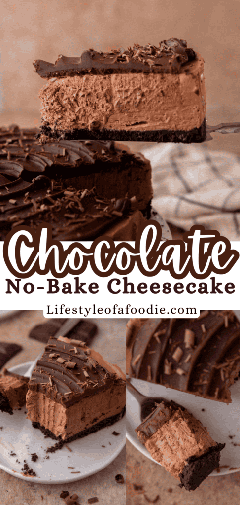 no bake chocolate cheesecake recipe pinterest pin