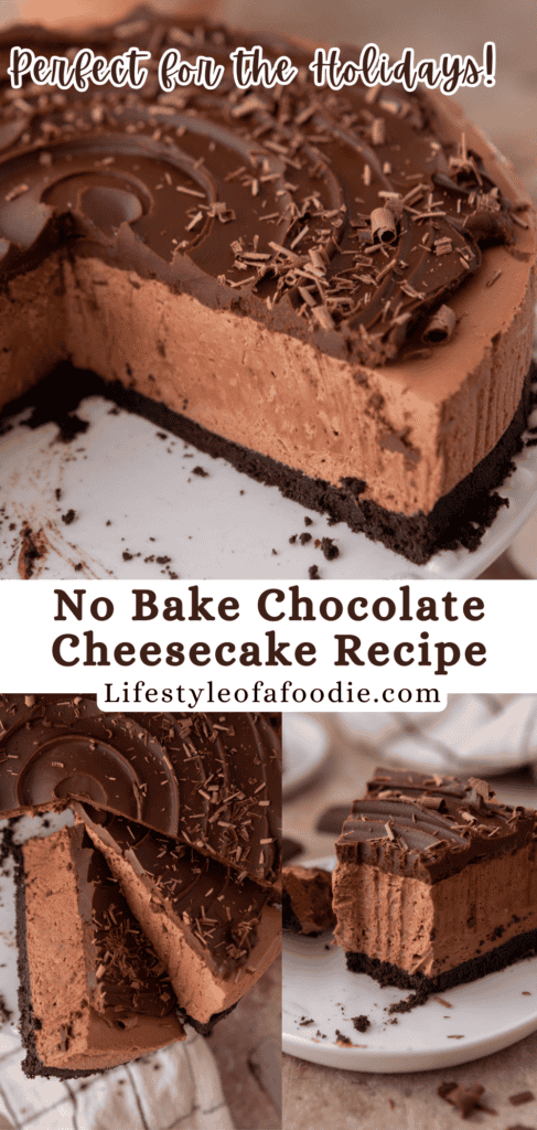 no bake chocolate cheesecake recipe pinterest pin