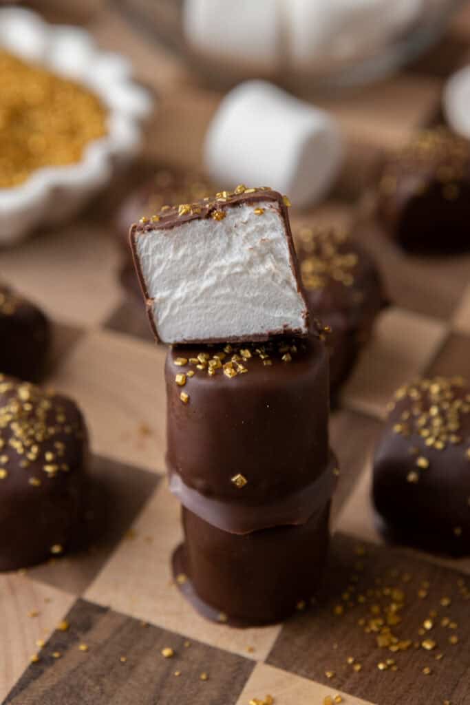 Stacked chocolate marshmallows