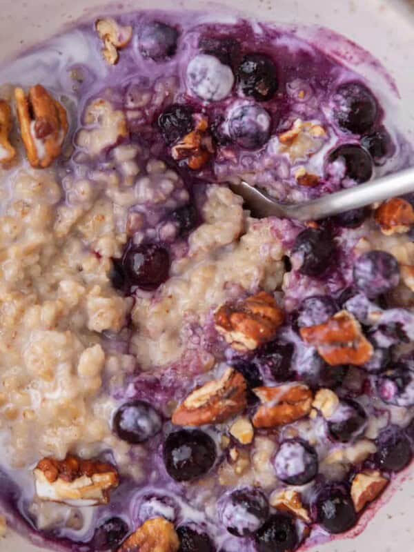 close up of how to cook steel cut oats in instant pot