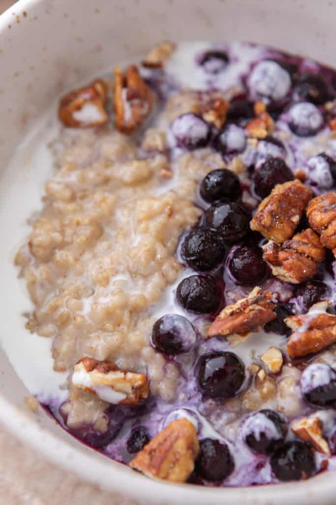 close up of how to cook steel cut oats in instant pot