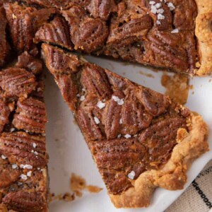 overhead shot of the maple pecan pie recipe