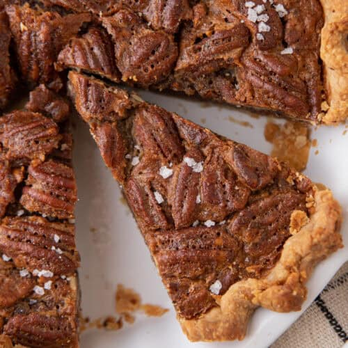 overhead shot of the maple pecan pie recipe