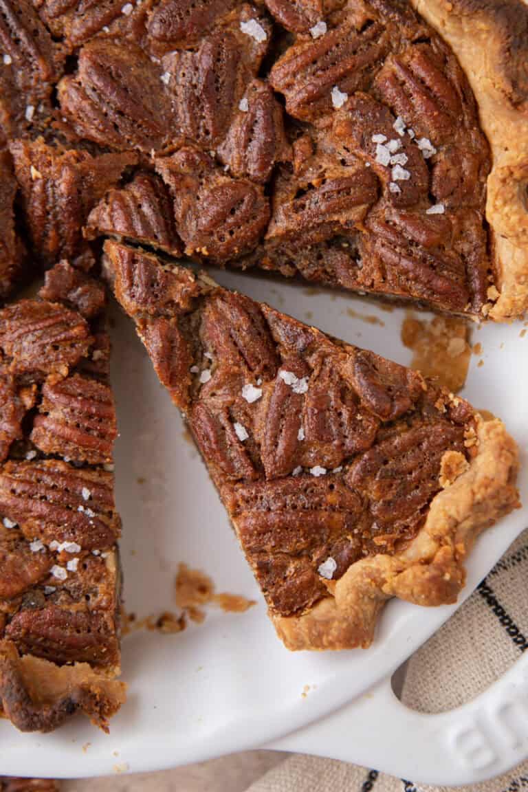 overhead shot of the maple pecan pie recipe