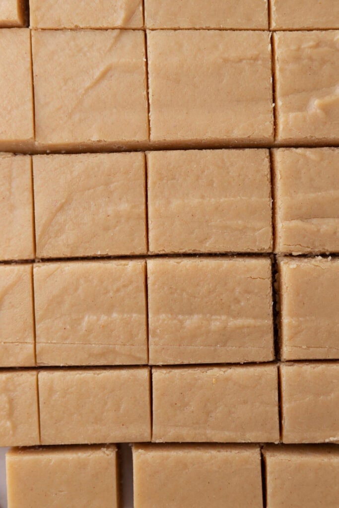 mixed ingredients cooling in a pan cut into squares