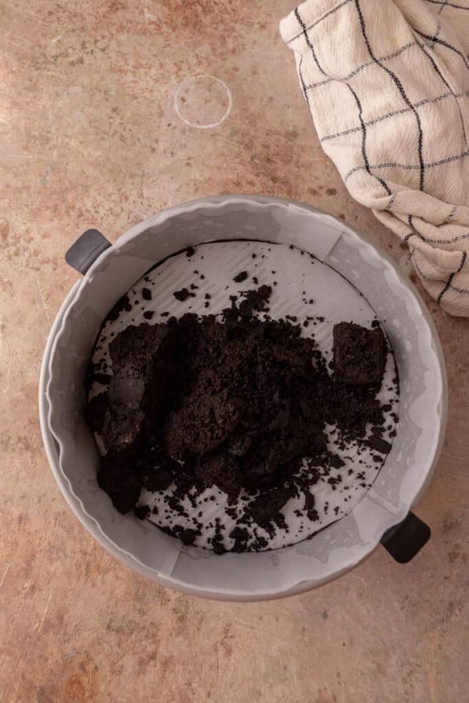 oreo crumbs in a pan