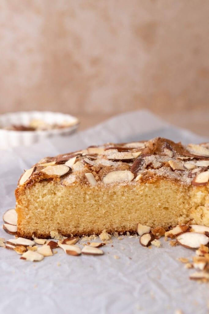 almond cake recipe side shot