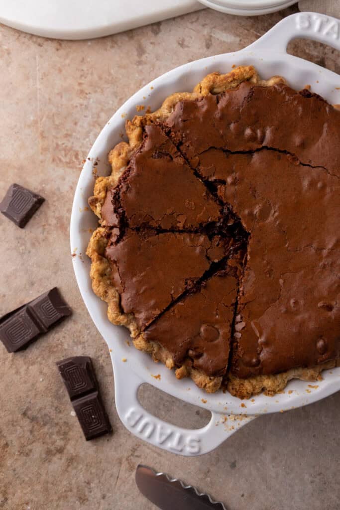 overhead shot of the brownie pie recipe