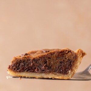 a slice of the chocolate chip cookie pie recipe