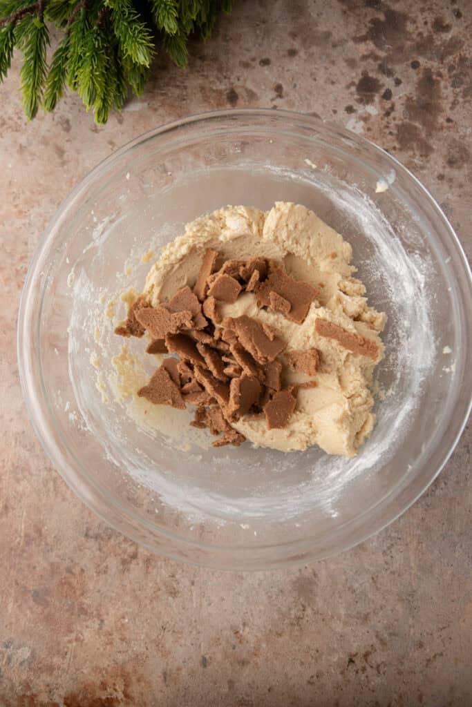 filling ingredients being mixed into the dough