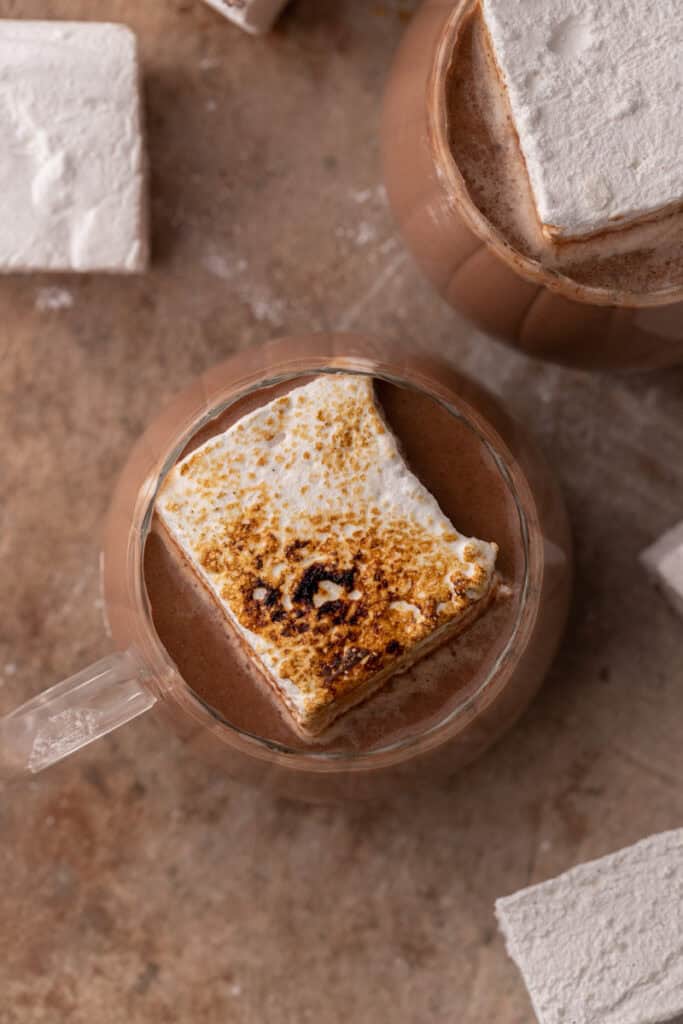 hot cocoa in a crock pot recipe overhead view