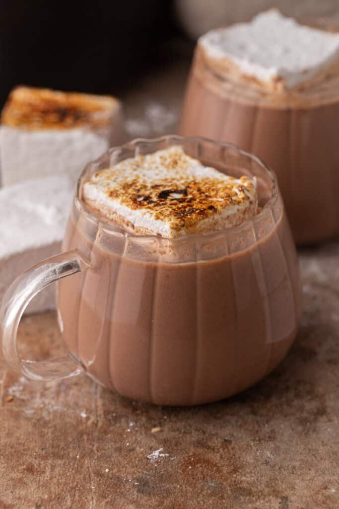 hot cocoa in a crock pot recipe in a glass