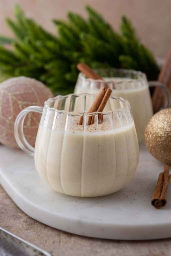 homemade eggnog recipe in a glass