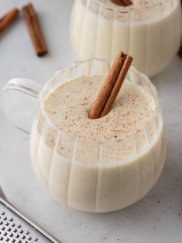 homemade eggnog recipe in a glass