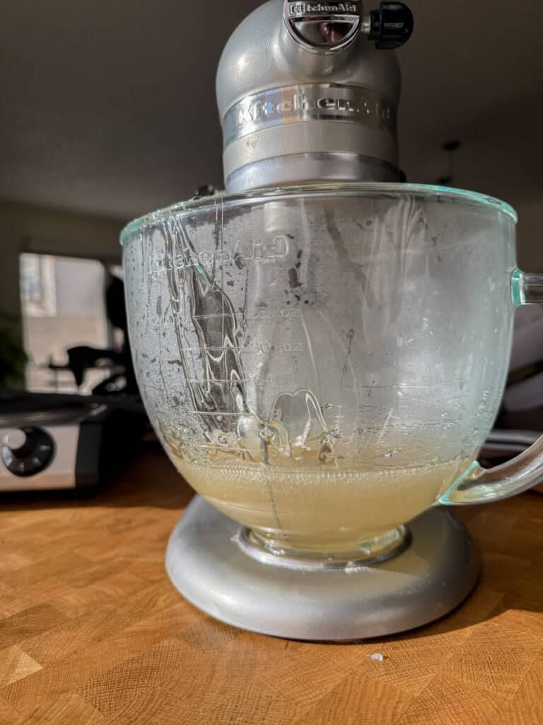 mixed ingredients in a stand mixer