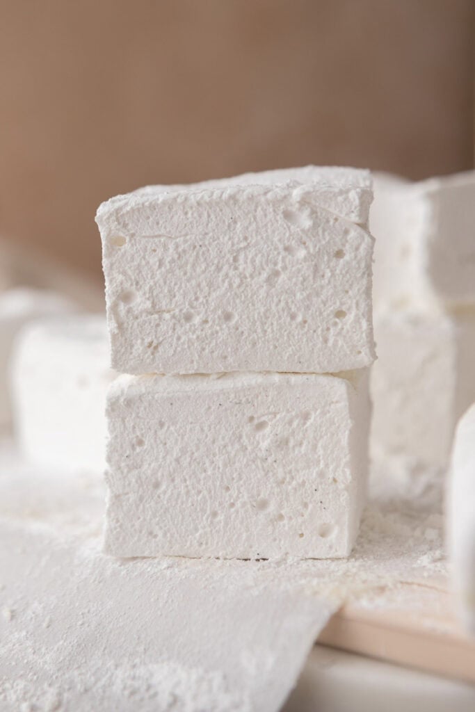 homemade marshmallows stacked