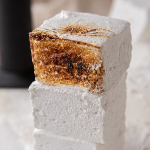 homemade marshmallows stacked on top of each other