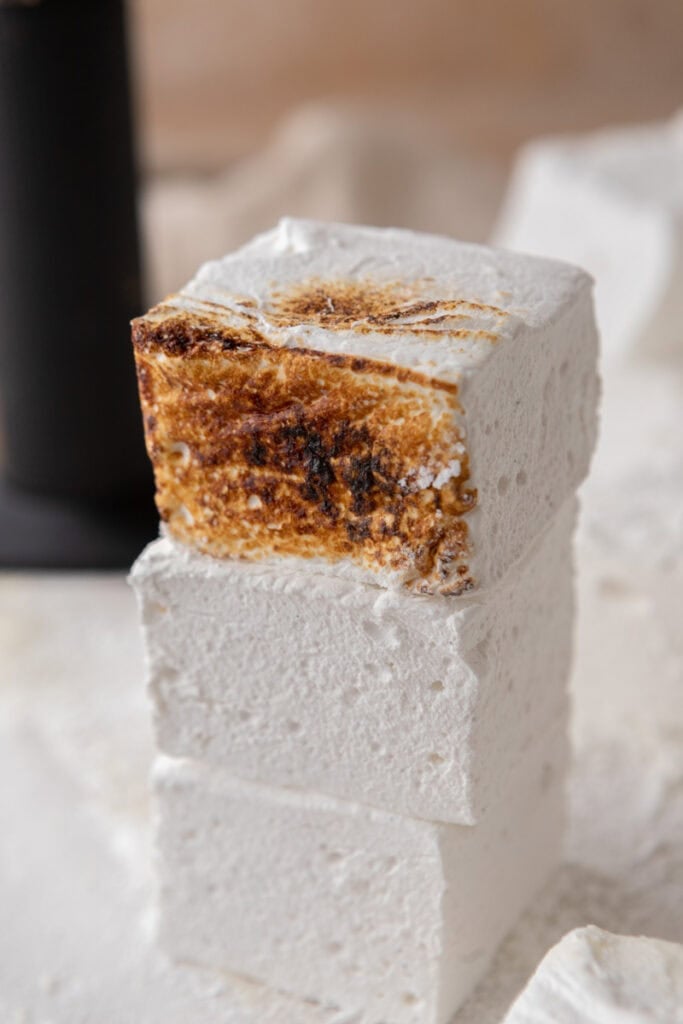 homemade marshmallows stacked on top of each other