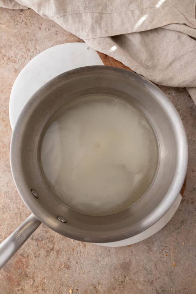 sugar and water in a pot