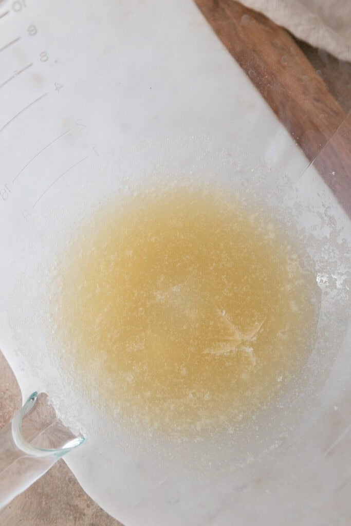 gelatin and water in a bowl