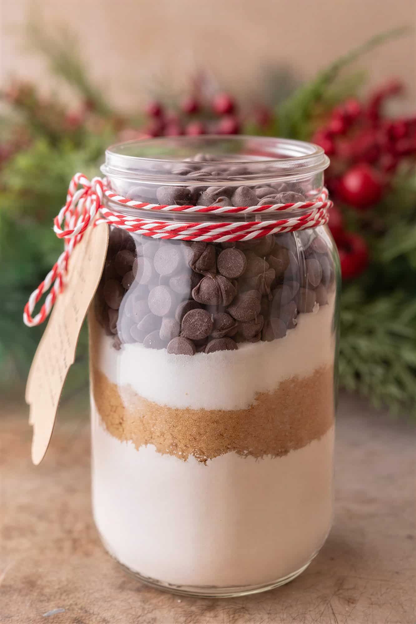 Chocolate Chip Cookie Mix in a Jar side shot.