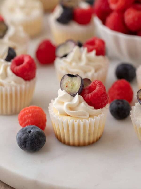 mini cheesecakes with nilla wafers on a plate