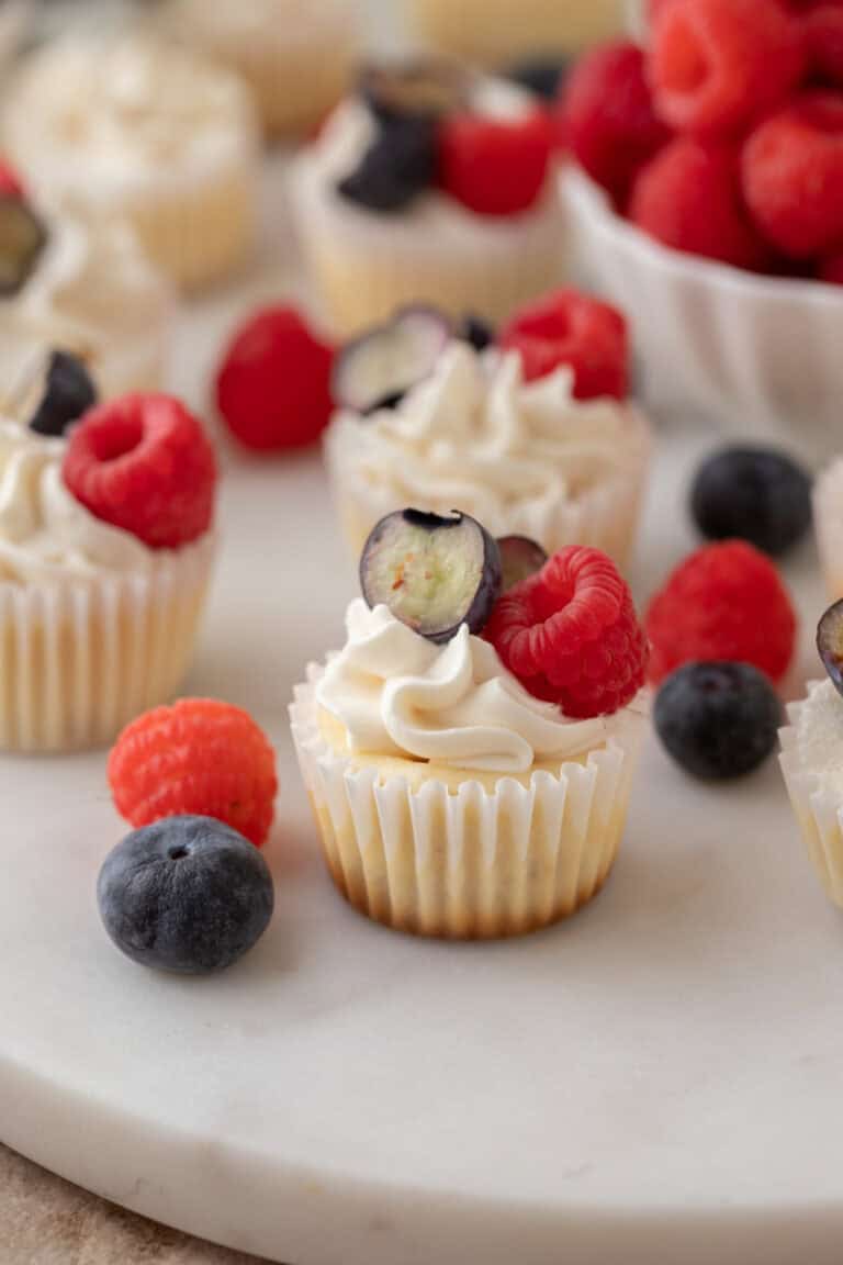 mini cheesecakes with nilla wafers on a plate