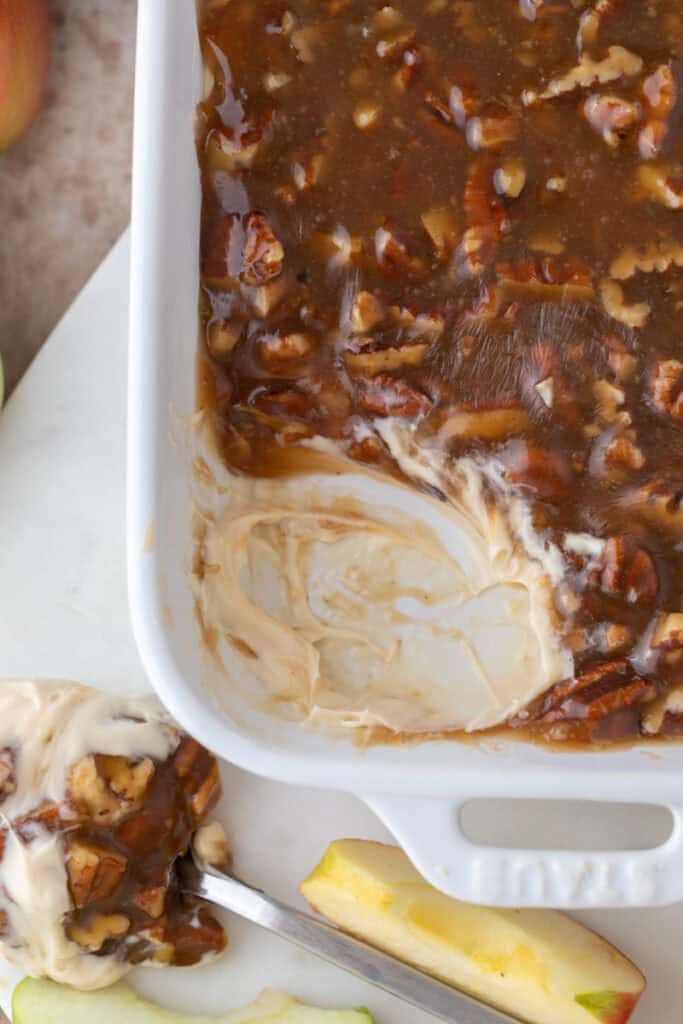 pecan pie dip recipe in a dish