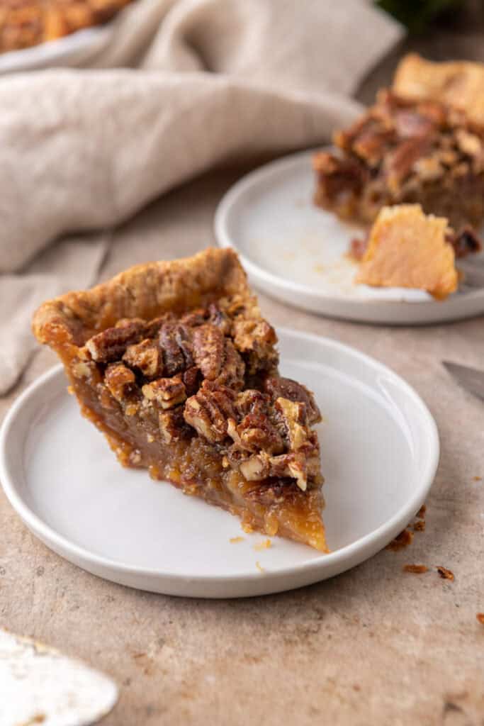 a slice of the traditional pecan pie recipe