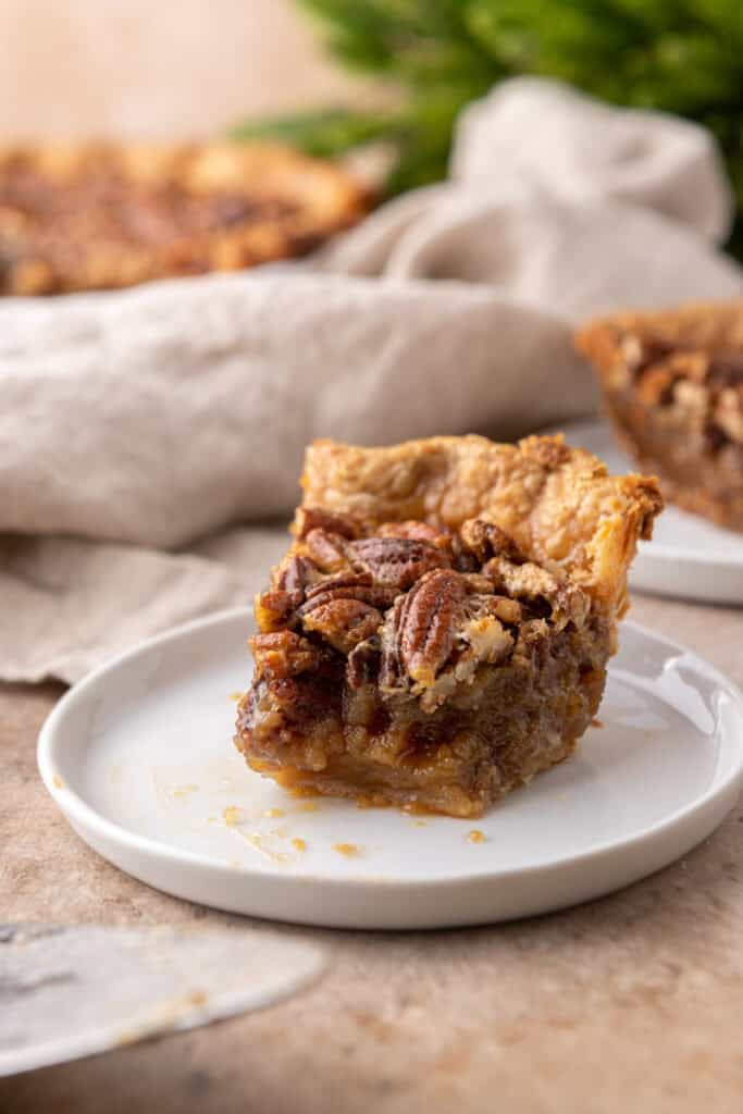 a slice of the traditional pecan pie recipe