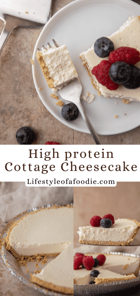 High Protein Cottage Cheese Cheesecake recipe pinterest pin