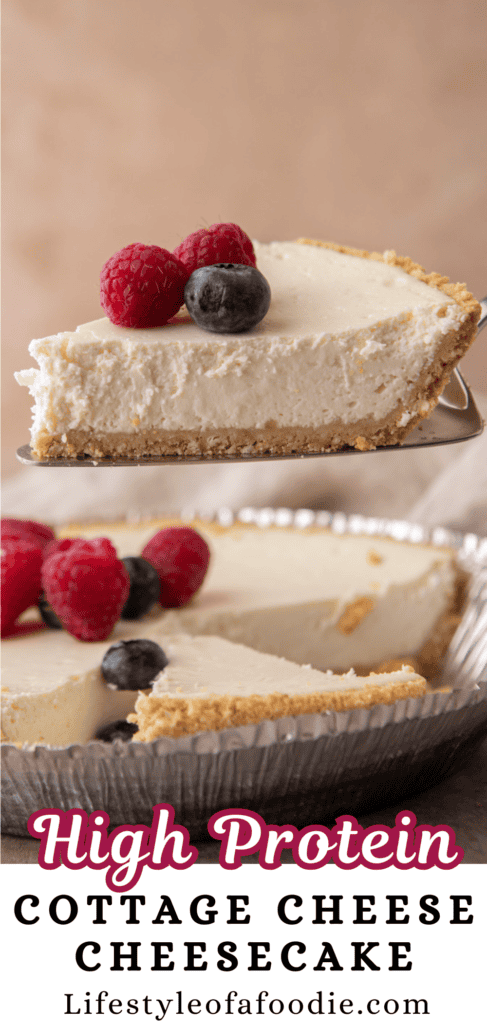 High Protein Cottage Cheese Cheesecake recipe pinterest pin