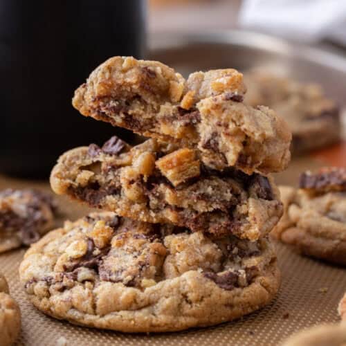 a stack of christmas crack cookies recipe on top of each other