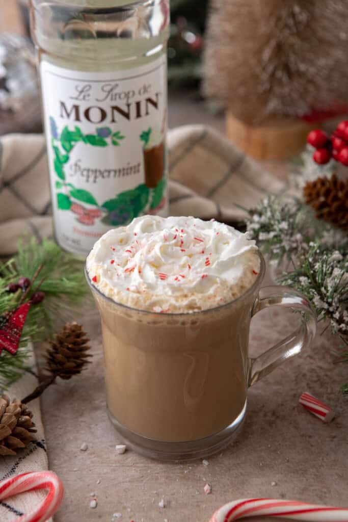 peppermint latte recipe overhead shot