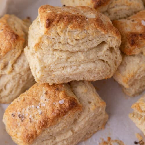 Sourdough Discard Biscuits recipe stacked on top of each other