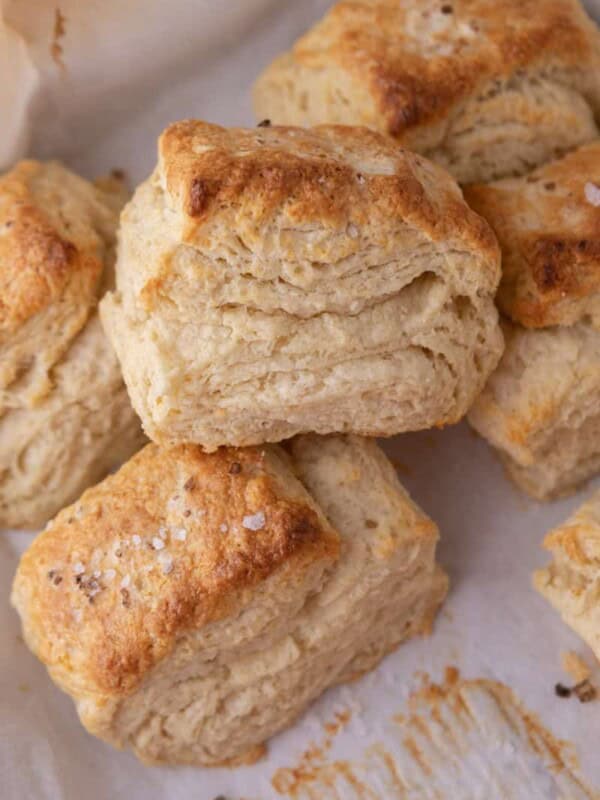 Sourdough Discard Biscuits recipe stacked on top of each other