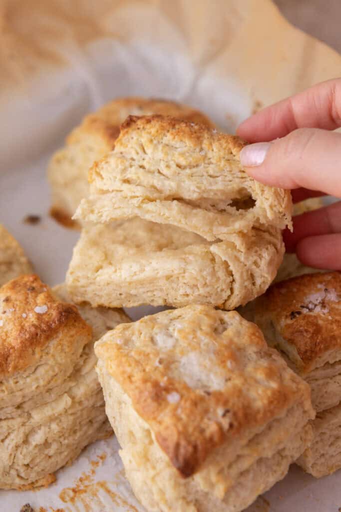 Sourdough Discard Biscuits recipe being opened up