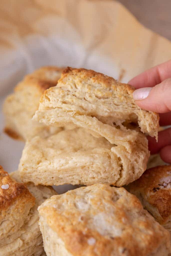 Sourdough Discard Biscuits recipe being opened up