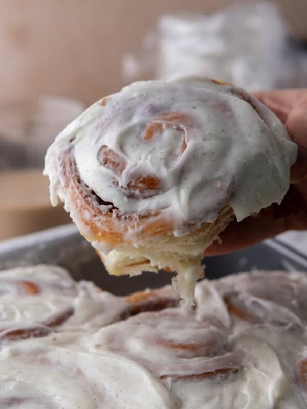 Sourdough Discard Cinnamon Rolls recipe close up shot
